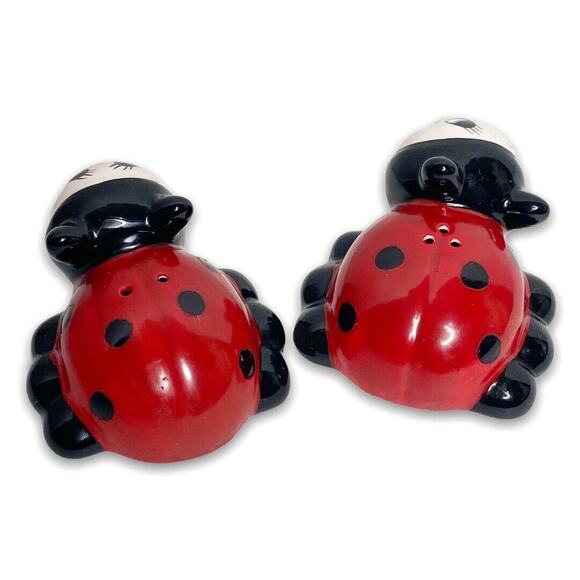 Clever Choice NOHO Studio Cute Ladybug Ceramic Salt And Pepper Shakers - Picture 3 of 5
